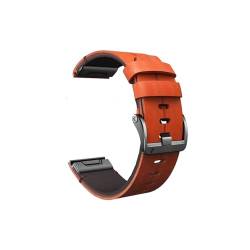 Leder-Uhrenarmband Quickfit 26 mm 22 mm passend for Garmin Fenix ​​7 7X Pro/Epix Pro (Gen 2) 47 mm 51 mm/Forerunner 965 Armband (Color : Brown, Size : Quickfit 22mm) von UsmAsk