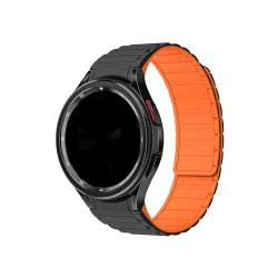 Silikonarmband passend for Samsung Watch 6 5 4 40 44 mm Watch 5 Pro 45 mm Keine Lücke Magnetband passend for Galaxy Watch 6/4 Classic 42 46 43 47 mm (Color : Black Orange, Size : Galaxy 6Classic 43m von UsmAsk