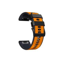 UsmAsk 26 22MM Silikon-Uhrenarmband passend for Garmin Fenix ​​6X 6 Pro 7X 7 Epix Gen 2 Easyfit-Armband Fenix ​​5 5XPlus Smartwatch-Armband (Color : Orange black, Size : 26mm) von UsmAsk