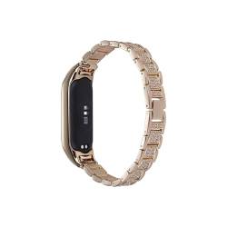 UsmAsk Handgelenkarmband passend for Xiaomi Miband 7 Band Ersatz 5/6 4 Armbandband Ersatzarmband Metall for Frauen Mädchen (Color : Rose Gold, Size : For Mi Band 7) von UsmAsk