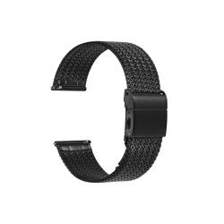 UsmAsk Metall-Uhrenarmbänder aus 316L-Edelstahl, 14 mm, 16 mm, 18 mm, 20 mm, 22 mm, gewebtes Mesh-Schnellverschluss-Armband for Damen und Herren (Color : Black, Size : 14mm) von UsmAsk