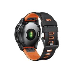 Zweifarbiges weiches Silikonarmband, passend for Garmin Fenix ​​7X Pro. QuickFit 26 mm Uhrenarmband, passend for Garmin Epix Pro Gen 2 51 mm Armband (Color : Black Orange, Size : QuickFit 26mm) von UsmAsk