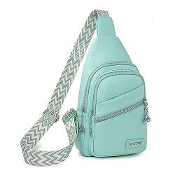 Usper Kleine Schultertasche für Damen, Leder, Umhängetaschen, Bauchtasche, Brusttasche für Reisen, grün, S, modisch von Usper