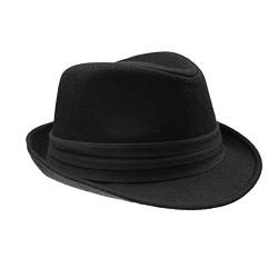 Herren Klassischer Fedora-Hut Filz Manhattan Gangster Trilby kurze Krempe Jazz Hut, schwarz, d, Medium von Utaly