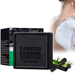 Bamboo Charcoal Body Soap, Soap Bar, Badeseife, Hautverträgliche Seife, Feuchtigkeitsspendendes Naturseifenstück, Hilft bei der Bekämpfung von Mitessern, Flecken und Hautreizungen von Utapossin