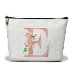 Personalisierte Make-up-Tasche mit Initiale A-Z, Blumenmuster, Geschenk für Frauen, Schwester, Mutter, Freundin, Tochter, Monogramm, Reise-Organizer, Kosmetiktasche mit Reißverschluss, von Utaqer