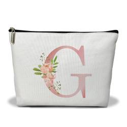 Personalisierte Make-up-Tasche mit Initiale A-Z, Blumenmuster, Geschenk für Frauen, Schwester, Mutter, Freundin, Tochter, Monogramm, Reise-Organizer, Kosmetiktasche mit Reißverschluss, von Utaqer