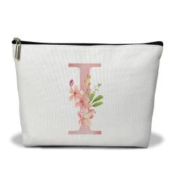 Personalisierte Make-up-Tasche mit Initiale A-Z, Blumenmuster, Geschenk für Frauen, Schwester, Mutter, Freundin, Tochter, Monogramm, Reise-Organizer, Kosmetiktasche mit Reißverschluss, von Utaqer