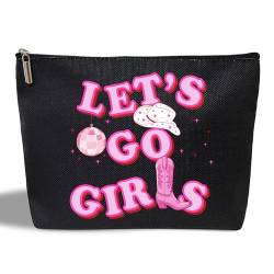 Utaqer Let's Go Make-up-Tasche für Mädchen, Cowgirl-Geschenk für Frauen, Western-Landhaus-Kosmetiktasche für Frauen und Mädchen, Hot Pink, adrette Cowgirl-Hüte, Stiefel, Disco-Reise-Organizer-Taschen, von Utaqer
