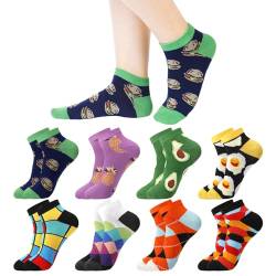 8 Paar Lustige Sneaker Socken Damen, 39-42 Lustige Unsichtbare No Show Socken, Atmungsaktives Baumwolle Socken, Unisex Gepolsterte Laufsocken Sportsocken von Utensilsto