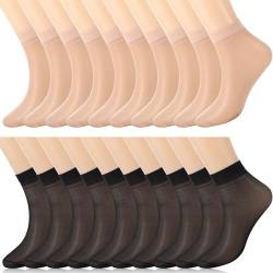 Utensilsto 20 Paar Nylonstrümpfe Damen Nylon Feine Knöchelsocken Ultra Dünner Sommer Seidige Socken Coole durchsichtige Seidensocken von Utensilsto