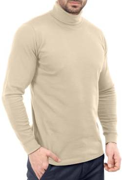 Utopia Wear Premium Baumwollmischung Interlock Rollkragen Herren T-Shirt Pullover Sweater, Beige, Mittel von Utopia Wear