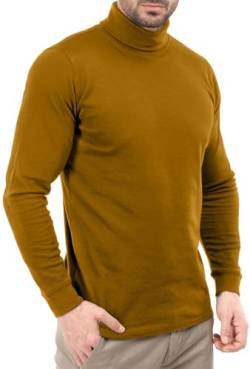 Utopia Wear Premium Baumwollmischung Interlock Rollkragen Herren T-Shirt Pullover Sweater, Senf, Mittel von Utopia Wear