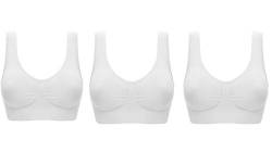 UtopyaUK 3er Pack Komfort BH Gepolstert Damen Mädchen Crop Top mit Pads Nahtlos Schlaf Yoga Bralette Freizeit Stretch Sport Weste breite Träger Vorteilspack (3XL, 3 Weiß) von UtopyaUK