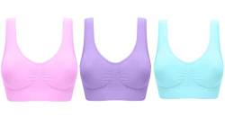 UtopyaUK 3er Pack Komfort BH Gepolstert Damen Mädchen Crop Top mit Pads Nahtlos Schlaf Yoga Bralette Freizeit Stretch Sport Weste breite Träger Vorteilspack (3XL, Pastell-Set) von UtopyaUK