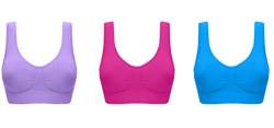 UtopyaUK 3er Pack Komfort BH Gepolstert Damen Mädchen Crop Top mit Pads Nahtlos Schlaf Yoga Bralette Freizeit Stretch Sport Weste breite Träger Vorteilspack (M, Helles Set) von UtopyaUK