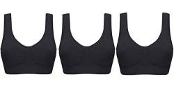 UtopyaUK 3er Pack Komfort BH Gepolstert Damen Mädchen Crop Top mit Pads Nahtlos Schlaf Yoga Bralette Freizeit Stretch Sport Weste breite Träger Vorteilspack (XL, 3 Schwarz) von UtopyaUK