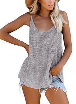 Uusollecy Damen Sommer Top V-Ausschnitt Tank Top Ärmellose Stricken Blusentop Oberteile Casual T-Shirts Tank Tunika von Uusollecy