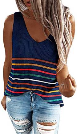 Uusollecy Damen Tanktop Bunt Bluse Ärmellose Blusentop Oberteile Casual T-Shirts Tank Tunika von Uusollecy