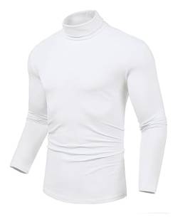 Uusollecy Rollkragenshirt Herren Slim Fit Elastisch Rollkragen Basic Langarmshirts Leichtes Langarm Rollkragenpullover Weiß XL von Uusollecy