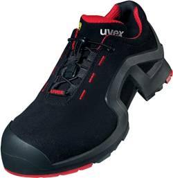 Uvex 1 Extended Support Arbeitsschuhe 85162 - Sicherheitsschuhe S3 SRC ESD - Gelochter Arbeitsschuh für Damen & Herren - Sicherheitsschuh mit Kunststoffkappe für Frauen, Schwarz/Rot, 40 EU von Uvex