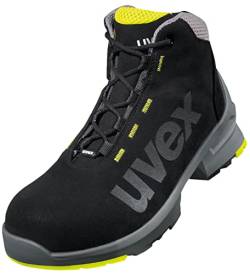Uvex 1 Sicherheitsschuhe S2 SRC, Stiefel, Arbeitsschuhe für Herren, Schwarz/Lime, Größe 49 von Uvex