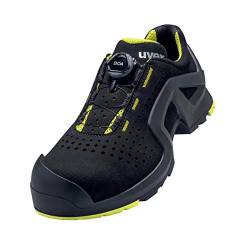 Uvex 1 X-tended Support Damen und Herren Halbschuh mit Boa® Fit System 6568.1 S1 P SRC Weite 10 - Schwarz/Lime - Gr. 47 von Uvex