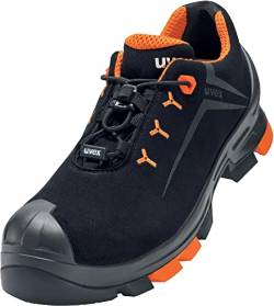 Uvex 2 Halbschuh, Sicherheitsschuhe S3 SRC, Arbeitsschuhe für Damen & Herren, Schwarz/Orange, Weite 10/Schmal, Größe 45 von Uvex