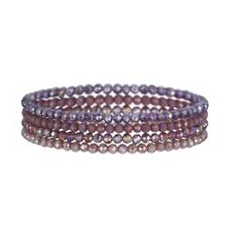 Uwiyo Damen Kristall Perlen Armband, Boho Mehrschichtiges Steine Armband Bohemian Edelsteinarmbänder Modeschmuck Geschenk für Damen Mädchen Freundin(Lila) von Uwiyo