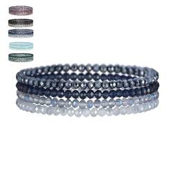 Uwiyo Damen Kristall Perlen Armband, Boho Mehrschichtiges Steine Armband Bohemian Edelsteinarmbänder Modeschmuck Geschenk für Damen Mädchen Freundin (Blau) von Uwiyo