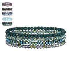 Uwiyo Damen Kristall Perlen Armband, Boho Mehrschichtiges Steine Armband Bohemian Edelsteinarmbänder Modeschmuck Geschenk für Damen Mädchen Freundin (Grün) von Uwiyo