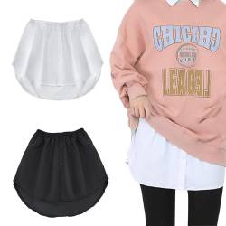 Uwiyo Damen Mini Unterrock Lower Skirt, 2 Stück Hemdverlängerung Fake-Hoodie Extender Sweep Hemd Verlängerung Mini-Unterrock Blusenrock Röckchen (DE/NL/SE/PL, Alphanumerisch, XL, Regular, Regular) von Uwiyo