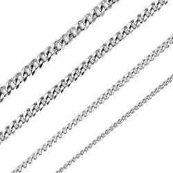 Uwiyo Herren Silberkette, 3,5/5/6mm breit Panzerkette Halskette Kubanische Kette Cuban Link Chain Hip-Hop Kette für Herren Damen, 46/51//56/61cm Länge (Silber-3,5mm, 46) von Uwiyo