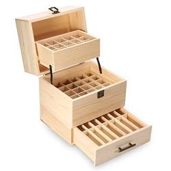 59Slots Ätherisches Öl Holz Aufbewahrungsbox Ölkasten Organizer Behälter Aromatherapie für den Transport und die Aufbewahrung zu Hause Display von Uxsiya