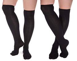 V-Toe Tabi-Socken aus Baumwolle, leger, geteilter Zehenbereich, Flip-Flop-Tabi-Socken, passend für Schuhgröße 39-45, Schwarz, 2 Schwarz, Medium von V-TOE SOCKS