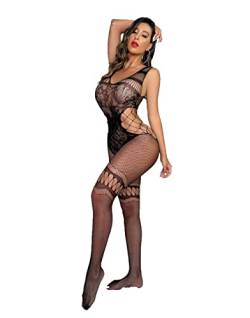 V-TiNG Sexy Schwarze Sexy Dessous für Damen Mesh Nahtlose Chemise Dessous Bodystocking Baby Doll Sexy Kleid Fishnet Negligees Lingerie Nachtkleid Sleepwear Im Schritt offen von V-Ting