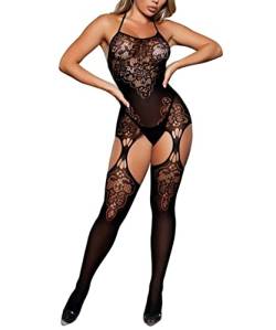 V-TiNG Sexy unterwäsche Dessous Damen erotik Set Netz durchsichtiges Bodystocking Bodysuit Catsuit Nachtwäsche (Open Schwarz, S/M/L) … von V-Ting