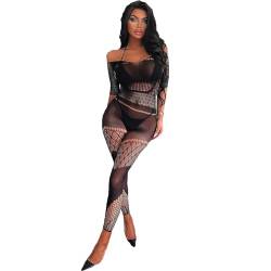 V-Ting Dessous damen sexy unterwäsche Bodystocking Netz body dessous Catsuit Unterwäschen Reizwäsche Netz Strumpfhose Hohle Jumpsuit Frauen Bodysuit Nachtwäsche von V-Ting