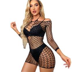 V-Ting Sexy Dessous reizwäsche Net Minikleid Outfit unterwäsche damen für sexy Set für Frau Bodystocking Catsuit ouvert sexy Minirock Netzkleid Damen erotisch Set von V-Ting