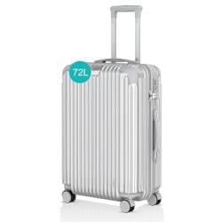 Voyagoux Koffer handgepäck - 72L, Rollkoffer mittelgroß, Hartschalenkoffer, TSA-Schloss, ABS, 4X 360° Rollen, Robust und Leichtgewicht Suitcase, 68x48x27, Silber von V Voyagoux