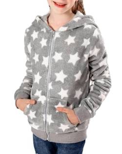 V.&GRIN Fleecejacke Kinder mit Kapuze Langarm Kuschelige Sweatjacke Mädchen Zip Up Hoodie Herbst Kapuzenpullover Coole Kleidung Gr.105 bis 155cm von V.&GRIN