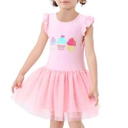 V.&GRIN Mädchen Kleid, Rosa Tüll Cupcake Glitzer Kurzarm Tüllkleid für Prinzessin Geburtstag Einschulung 5 Jahre von V.&GRIN