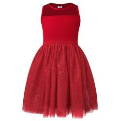 V.&GRIN Mädchen Kleid, Rotes Tüll Tutu Sommerkleid mit Glitzer für Prinzessin Mädchen Einschulung 3 Jahre von V.&GRIN