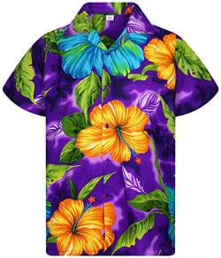 Funky Hawaiihemd, Kurzarm, Blume, Big Flower, violett, L von V.H.O.