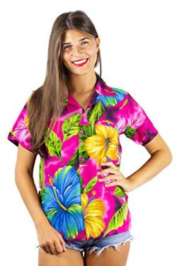 Funky Hawaiihemd Hawaiibluse, Big Flower, pink, 3XL von V.H.O.