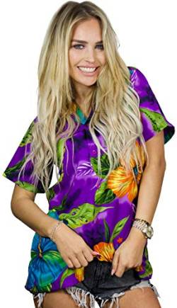 Funky Hawaiihemd Hawaiibluse, Big Flower, violett, XL von V.H.O.