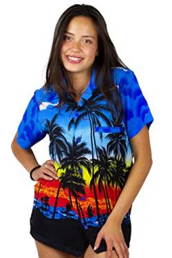 V.H.O. Funky Hawaiibluse Hawaiihemd, Kurzarm, Beach, Blau, XS von V.H.O.