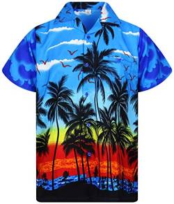 V.H.O. Funky Hawaiihemd, Herren, Kurzarm, Beach, Blau, 10XL von V.H.O.