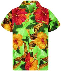 V.H.O. Funky Hawaiihemd, Herren, Kurzarm, Big Flower, Grün, 8XL von V.H.O.