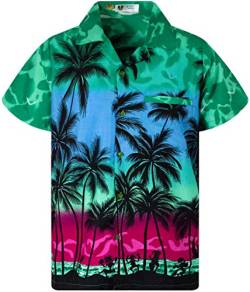 V.H.O. Funky Hawaii-Hemd, Herren, Kurzarm, Beach, Eclectic-Grün, XXL von V.H.O.